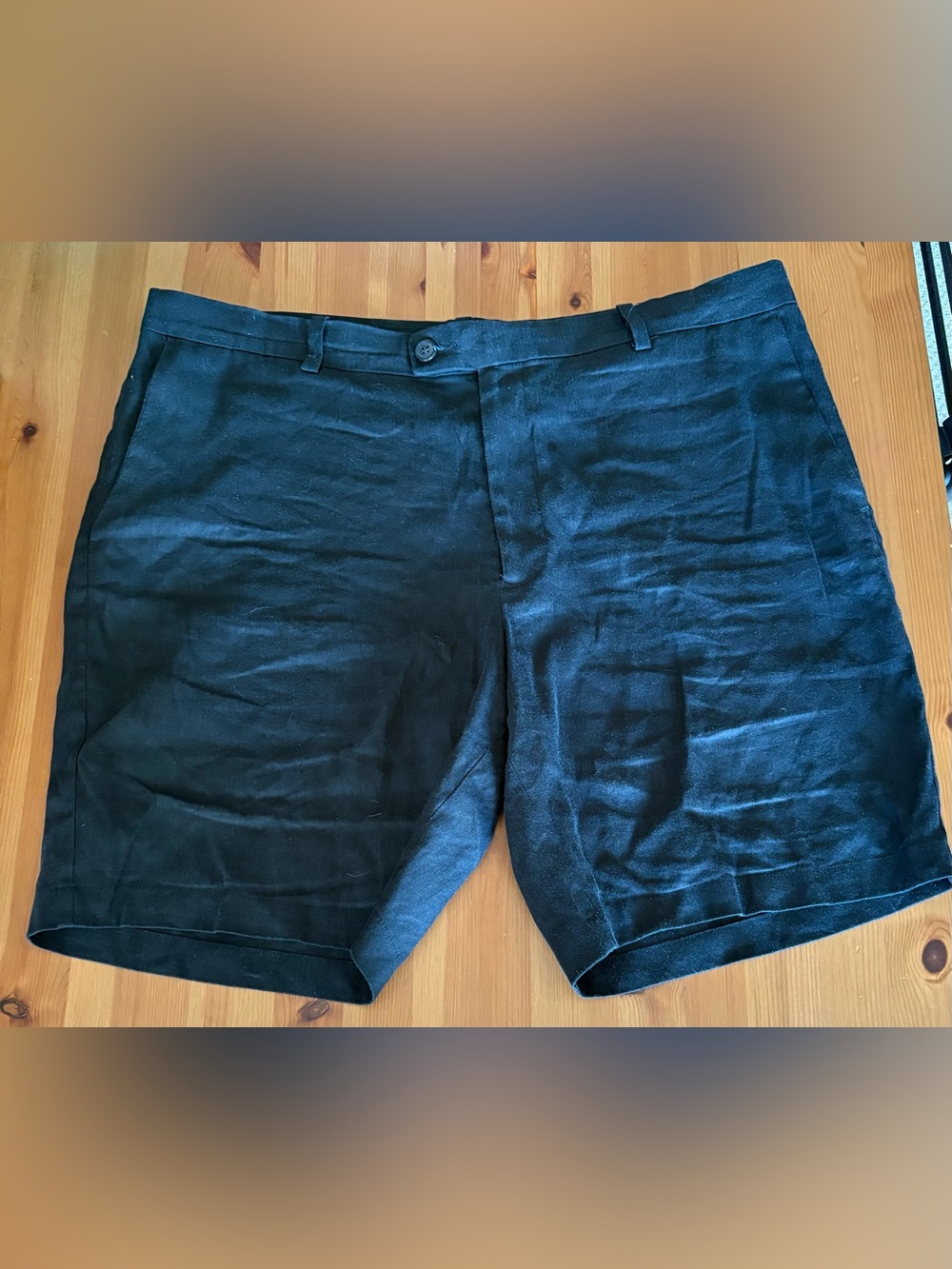 Cubavera Black Linen Flat Front Shorts Size 38